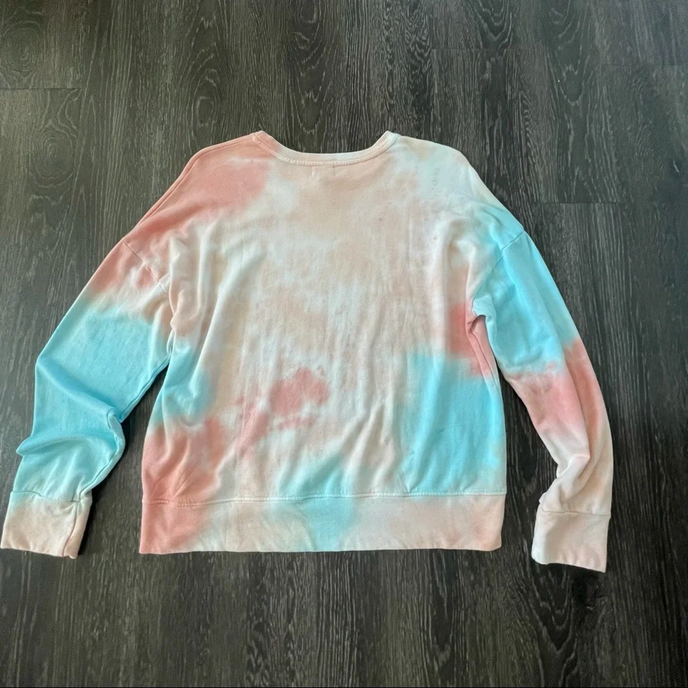 Sundry Peach and Turquoise Tie Dye Sweatshirt - Picture 5 of 7